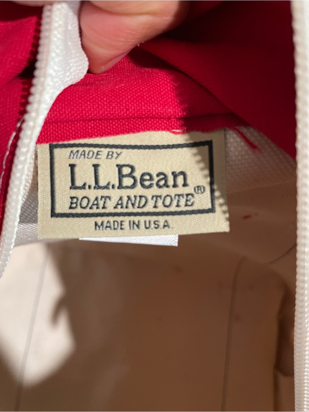 Y2K L.L. Bean Boat and Tote Bag, Medium, Cream with Red and Lettering on the - Picture 8 of 10